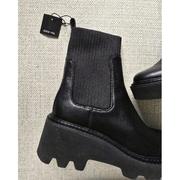 DOLCE VITA Hoven Boots Women's Black Platform Chelsea Lug Combat Size 8.5 NWT - Picture 10 of 12
